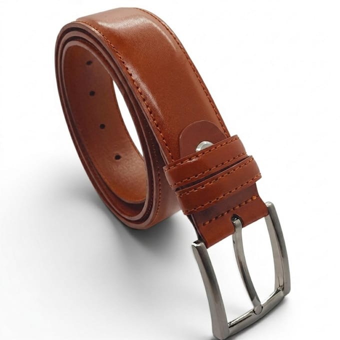 Safekeepers -Heren Riem – Broekriem Leer - Gestikt - Cognac- 120