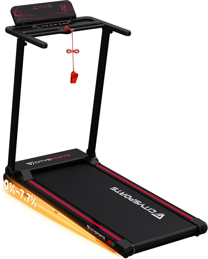 CITYSPORTS WP9 loopband - loopband voor thuis met helling- opvouwbare loopband tot 12 km/u- met LED-display loopbandbureau