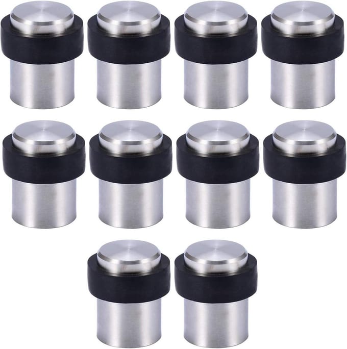 Deurstopper Rubber Vloerbevestiging Cilindervormig 4.5cm Roestvrij Staal Schroeven - Set van 10