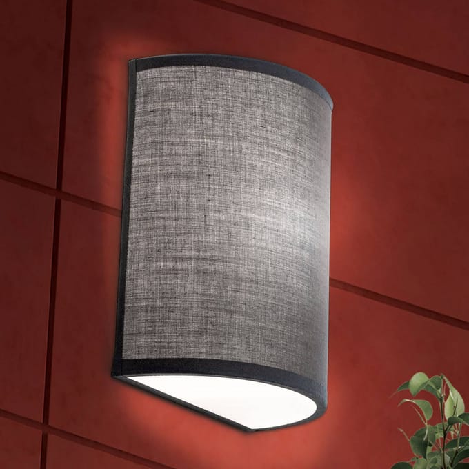 ORION Wandlamp UFO met linnen kap in grijs