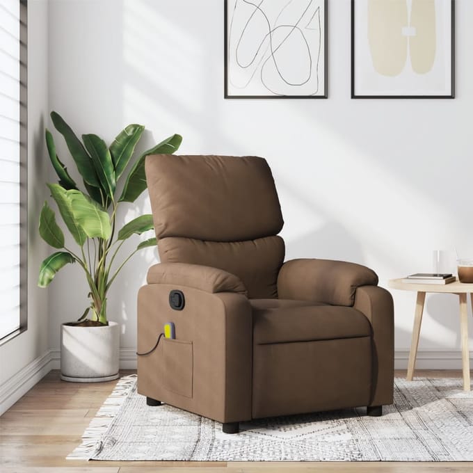 vidaXL - Massagestoel - verstelbaar - stof - bruin