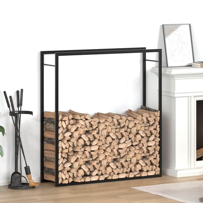vidaXL - Haardhoutrek - 110x28x116 - cm - staal - matzwart