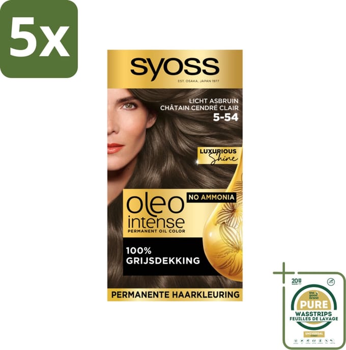Syoss Oleo Intense - Haarverf - 5-54 - Licht Asbruin - 115ml x 5