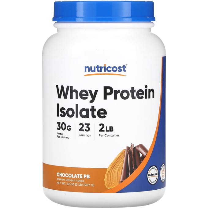 Nutricost, isolat de protéine de lactosérum, chocolat beurre de cacahuète, 907g (2 lb)