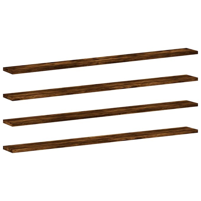 vidaXL - Wandschappen - 4 - st - 100x10x1,5 - cm - bewerkt - hout - gerookt - eikenkleur