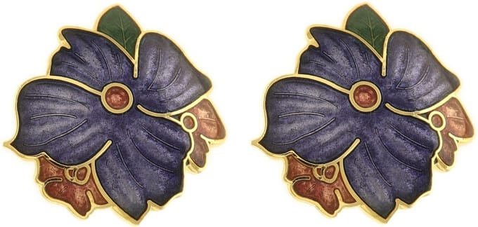 Behave - Oorringen dames - bloemmotief - paars - 2,5 cm
