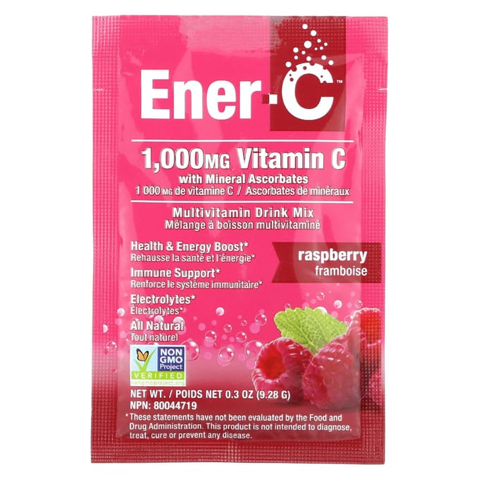Ener-C, Vitamine C, Mélange pour Boisson Multivitamines, Framboise, 1 000 mg, 30 Sachets, 9,28 g (0,3 oz) Chaque
