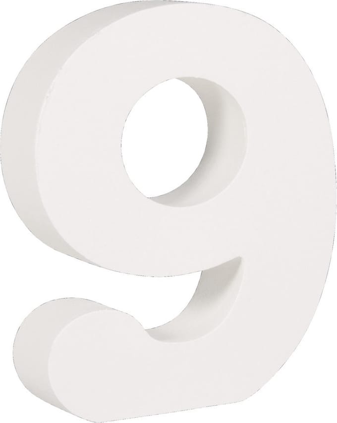 Houten cijfer 9 van 11 cm - Losse hobby, decoratie en knutsel artikelen