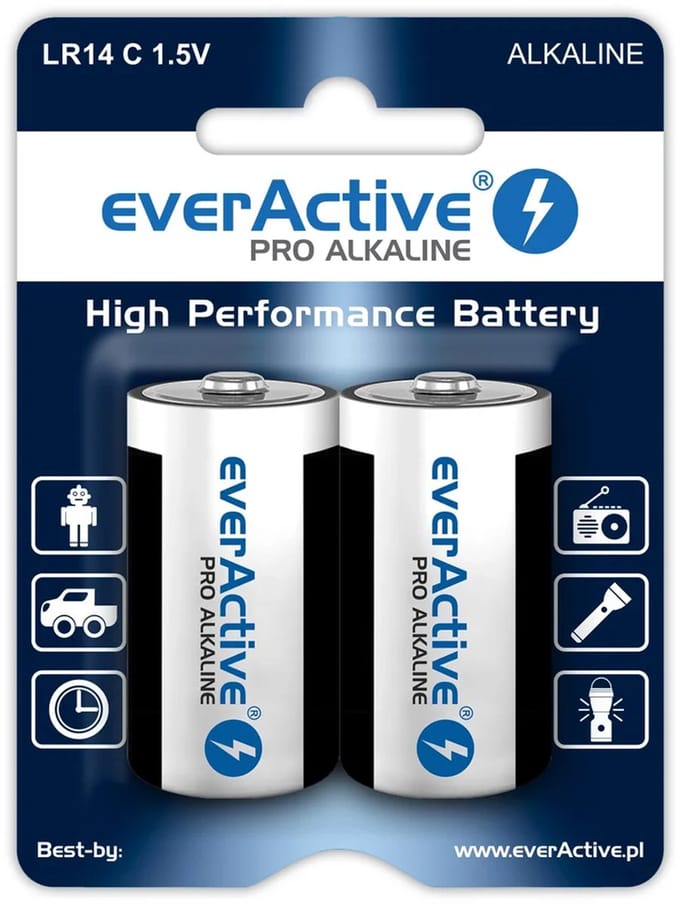 EverActive Pro Serie - Alkalische Batterijen - 8000mAh - LR14 - Set van 2