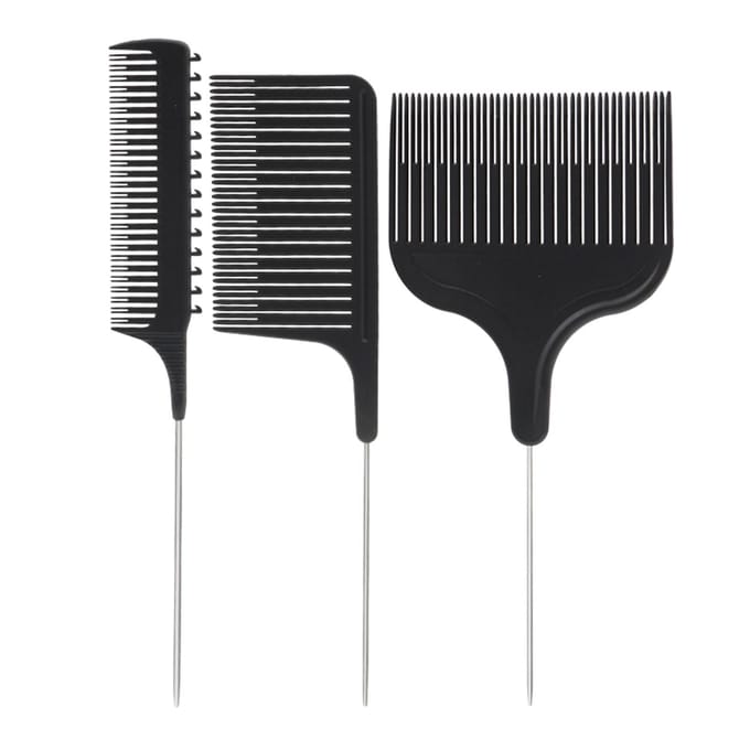 Haarstylingkammen Staartkamset Kleuren Verven Kam Salongereedschap Sectioning Highlighting zwart