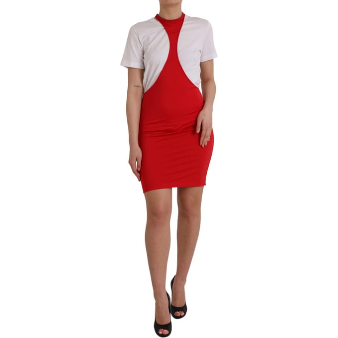 Rode Mini-jurk met Uitsnijdetails