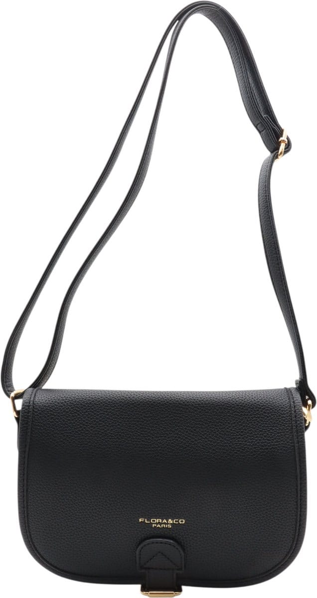 Flora & Co crossbody tasje met flap - ritssluiting - zwart