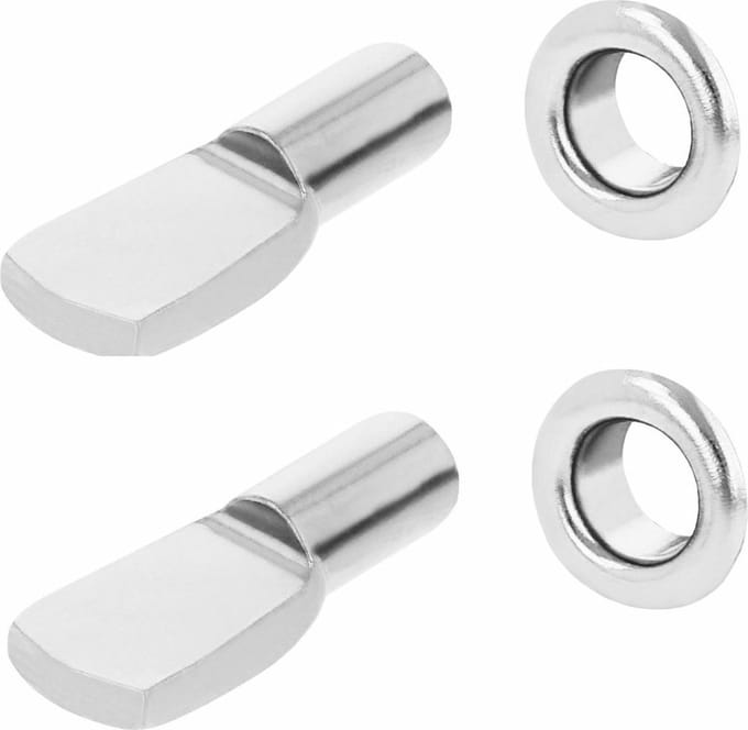 AMIG Kastplankdragers/steunen - 16x stuks - metaal - zilver - D5 x L20 mm - kledingkast pinnetjes
