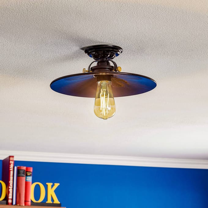 Ferroluce Plafondlamp Edoardo zwart keramiek, 31 cm