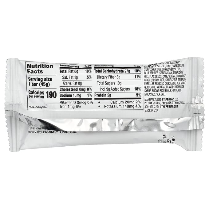 ProBar, SNAK™, Energiereep, Bosbes Haver, 1.6 oz (45 g)
