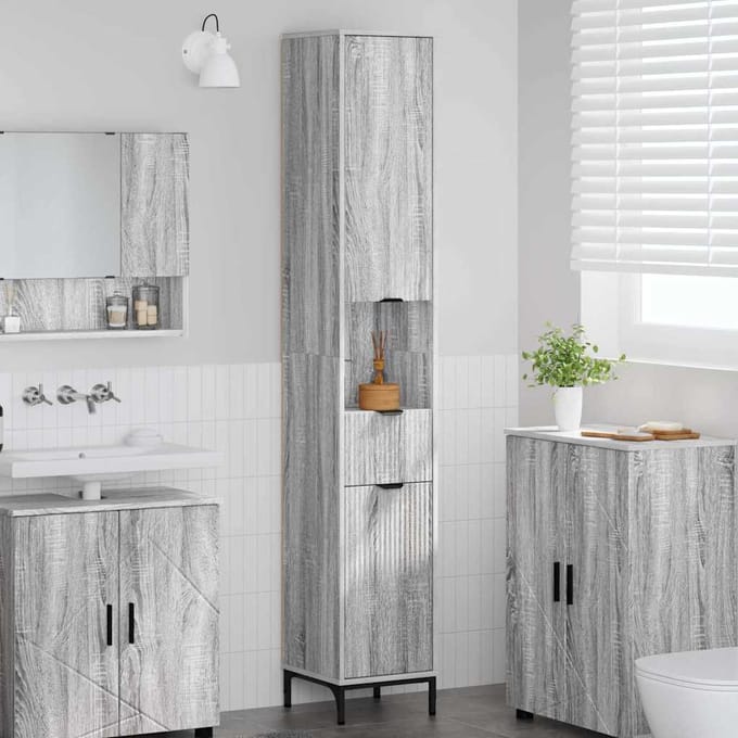 vidaXL - Badkamerkast - Grijs - Sonoma - 31,5 - x - 33 - x - 190 - cm