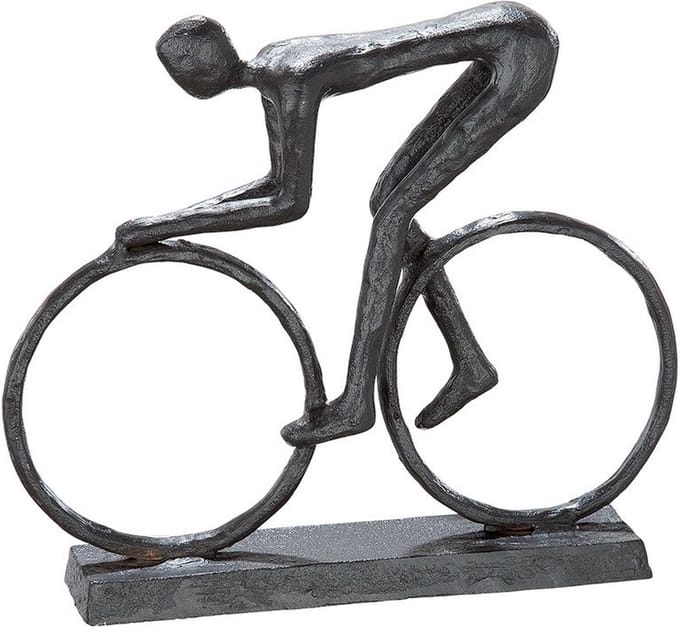 Gilde Handwerk - Beeld - Sculptuur - Wielrenner - Metaal - 17.5x15x3.5cm