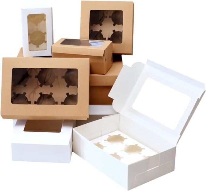 Cupcake Dozen - Gebaksverpakking - Presentatie Gebak - Transparant Venster - 10 Stuks - Wit