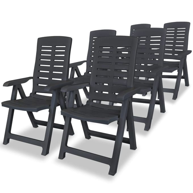 vidaXL - Verstelbare - klapstoelen, - 6 - stuks, - antracietkleurig - kunststof