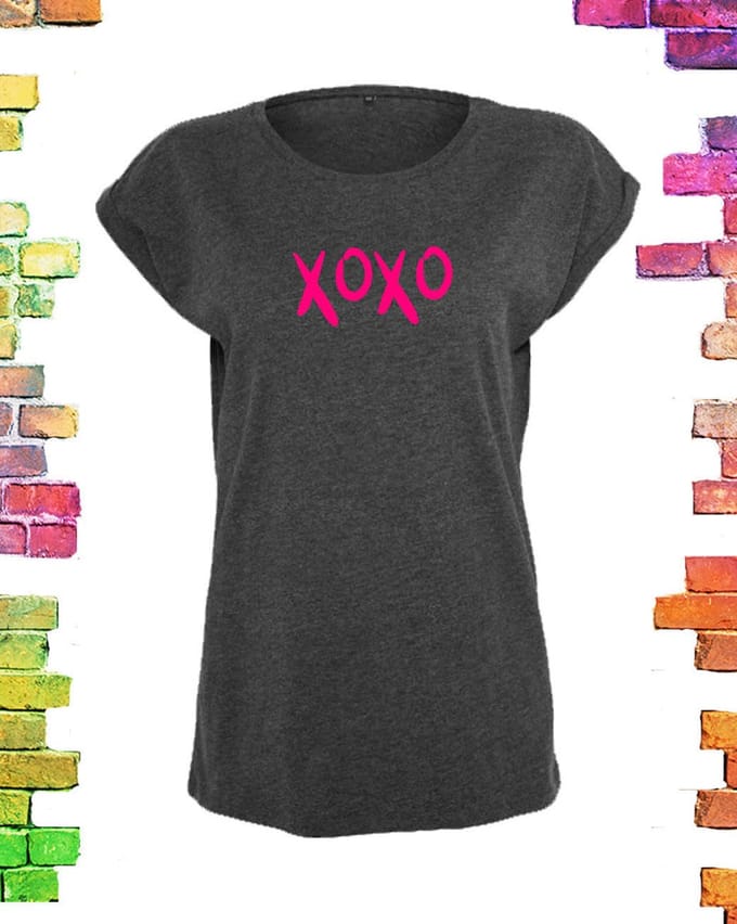 Grijs shirt met print XOXO | Grijs / M (38)