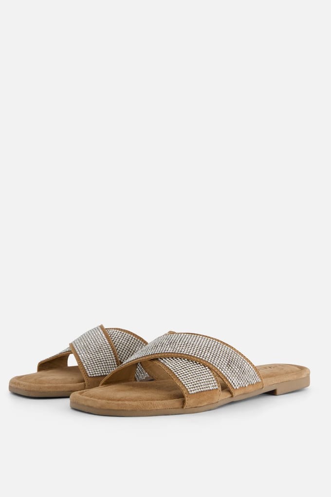 Lazamani - Lexi Leren Dames Slippers Silver - Maat 38