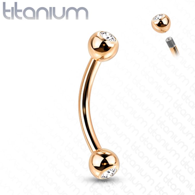 Piercing titanium rond steentje extern 1.2x8x3 - rose goud - LMPiercings