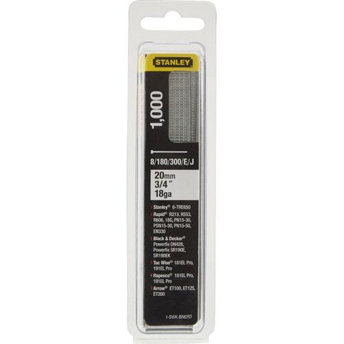 Stanley Afwerknagels (brads) Gegalvaniseerd 20mm - Type J - 1000 Stuks