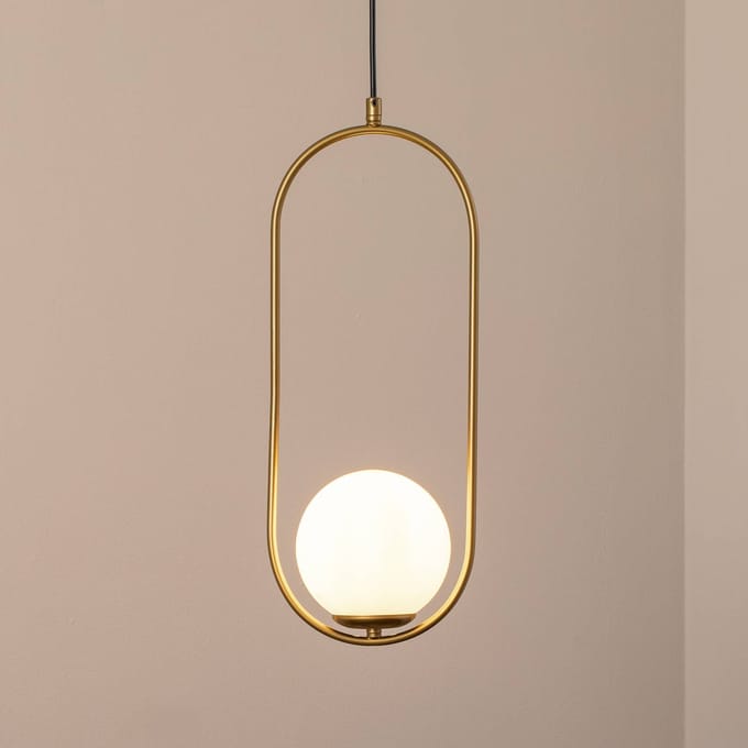Opviq Hanglamp Mudoni, goud/wit, glas, metaal, E27