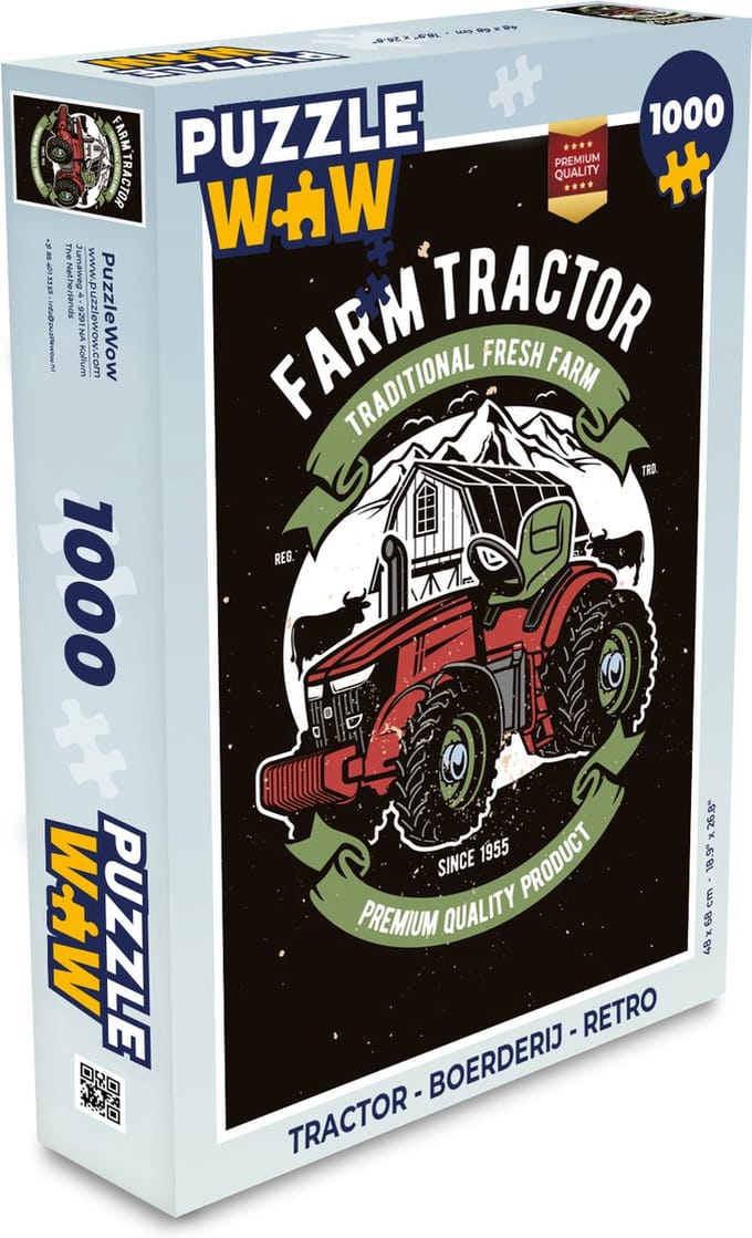 Puzzel Tractor - Boerderij - Retro - Legpuzzel - Puzzel 1000 stukjes volwassenen