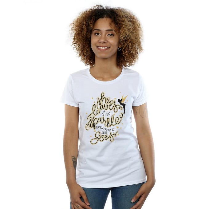 Disney Dames/Dames Tinkerbell Sterren Katoenen T-Shirt (Wit)