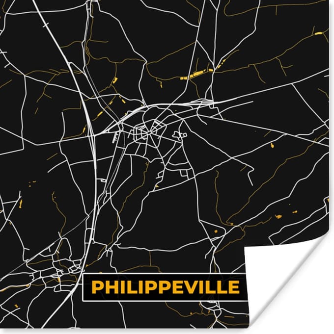 Poster Goud - Philippeville - Plattegrond - Kaart - Stadskaart - 30x30 cm