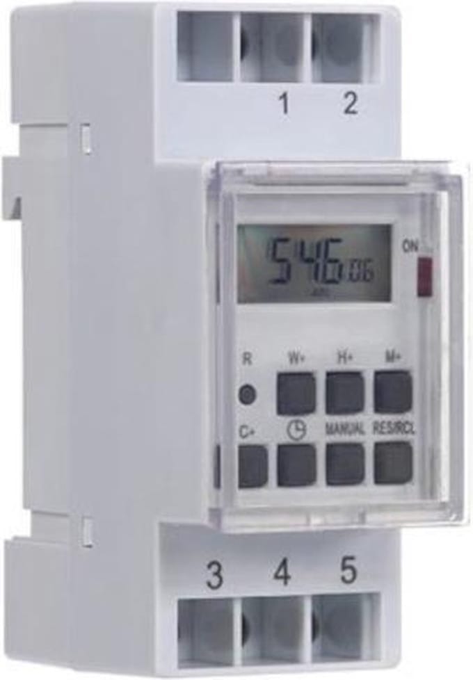 Perel Weektimer, digitaal, DIN-rail, 230 V, 16 A, 3600 W, voor gebruik binnenshuis, wit