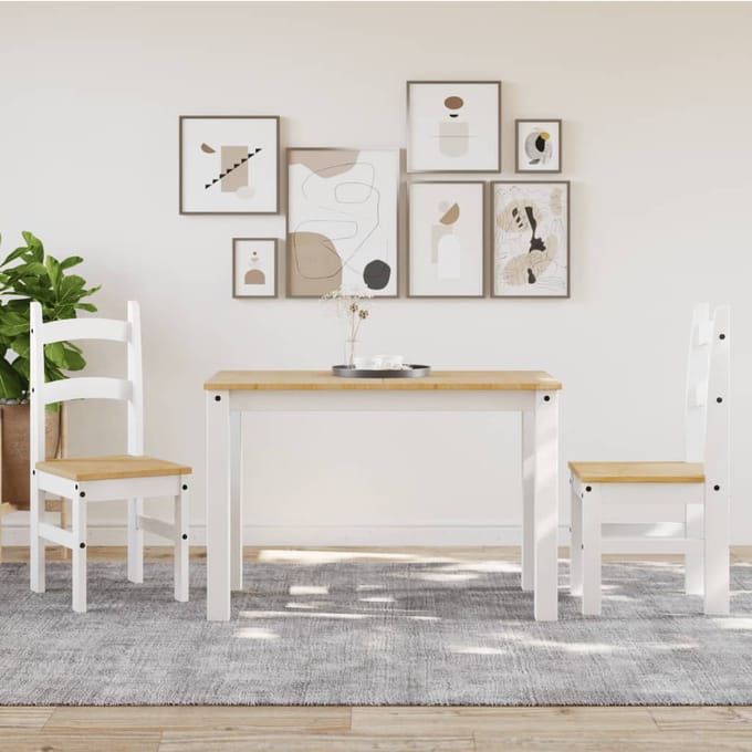 vidaXL - Eetkamerstoelen - 2 - st - 40x46x99 - cm - massief - grenenhout - wit