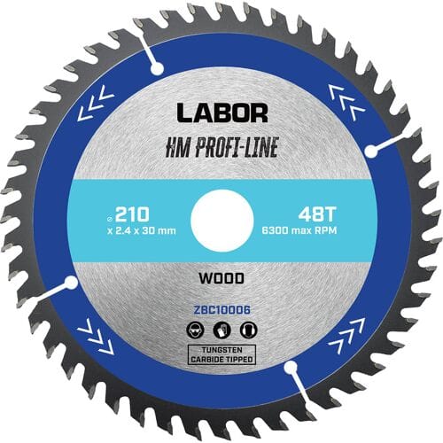 Labor HM cirkelzaagblad hout 210x30x2,4mm 48T