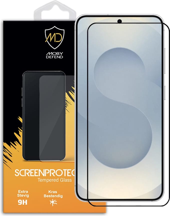 MobyDefend Screenprotector - Geschikt voor Samsung Galaxy S25 - Screensaver Met Zwarte Randen - Gehard Glas