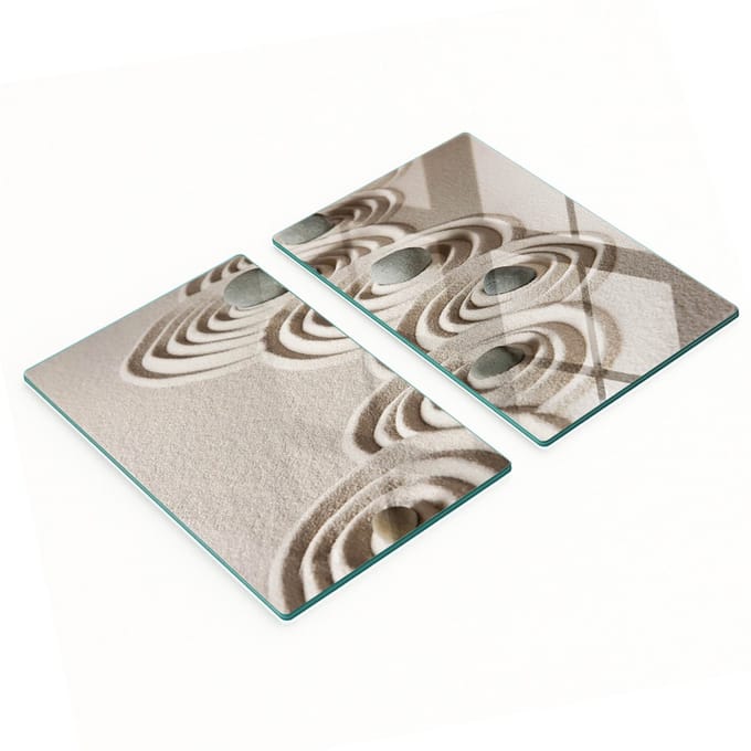 Keukenplanken van gehard glas met afbeeldingen van Zen Stones Sand, 2x40x52 cm