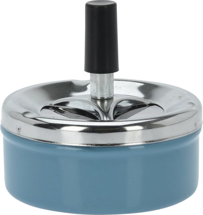 Excellent Houseware Druk / draai tafel asbak - blauw - 9 x 5 cm - roterende druksluiting - binnen en buiten
