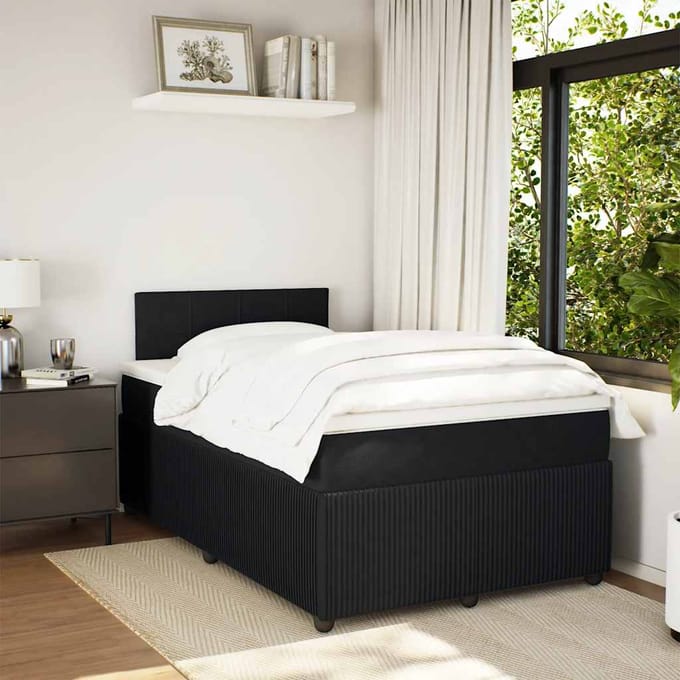 vidaXL - Boxspring - met - matras - fluweel - zwart - 120x190 - cm