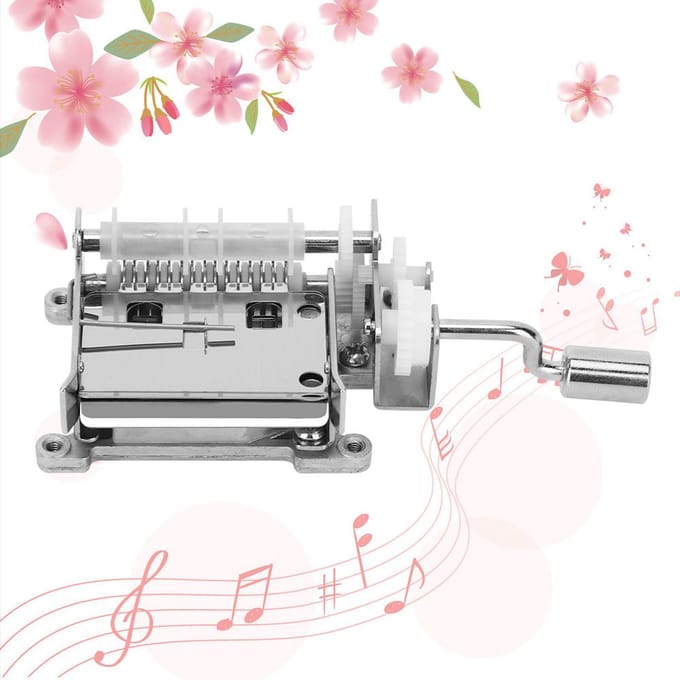 15-tonige Handzwengel Muziekmechanisme met 3 Stuks Blanco Papierstroken en Perforator voor DIY Muziekdoos Onderdelen white