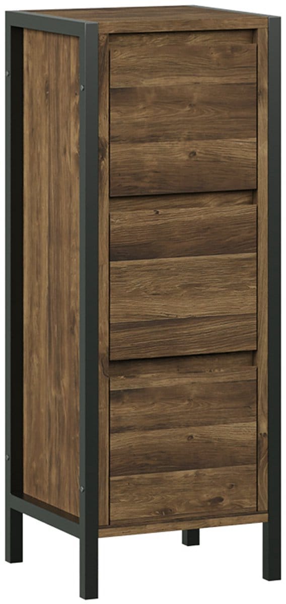 Vicco Naola Halfhoge kast – 30 x 80 cm met 3 laden Eiken/zwart