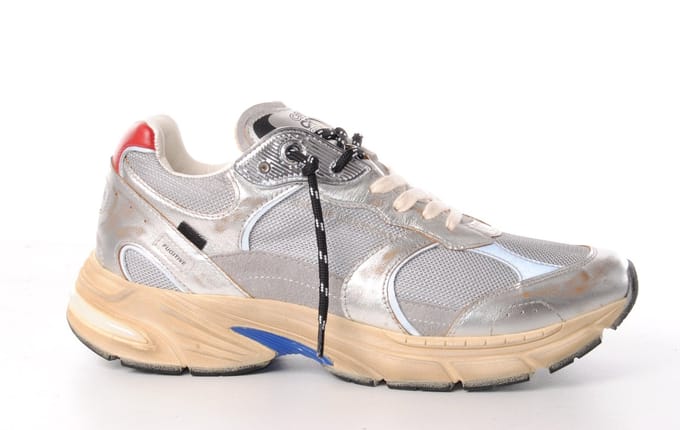 Crime Londen heren sneaker Bristol leder en mesh zilver