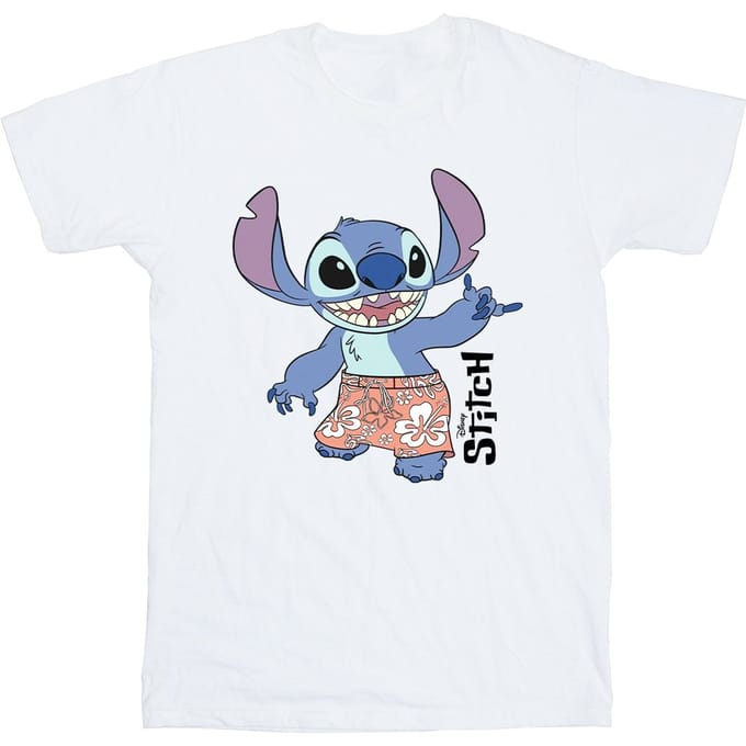 Disney Meisjes Lilo & Stitch Bermuda Shorts Katoen T-Shirt (Wit)