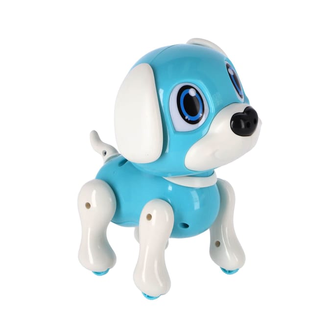 Robot Puppy Rick 20 cm + Licht en Geluid Blauw/Wit