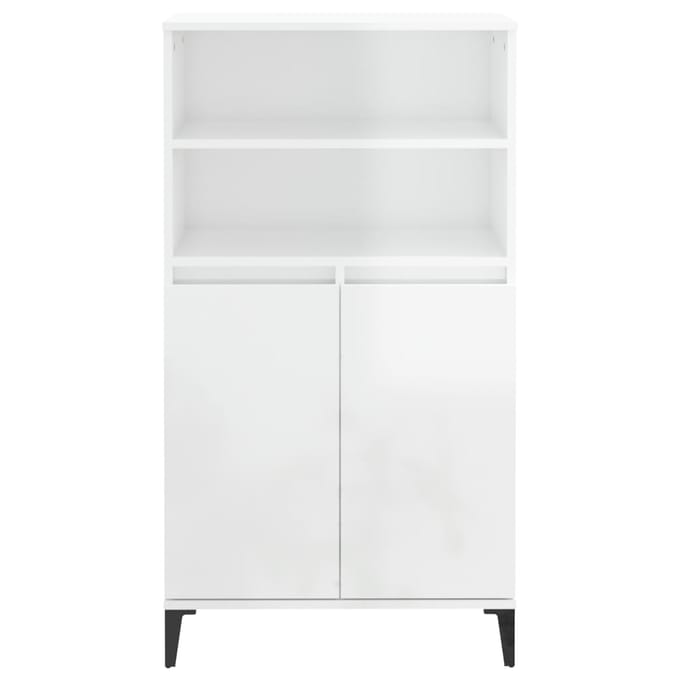 vidaXL - Hoge - kast - 60x36x110 - cm - bewerkt - hout - hoogglans - wit