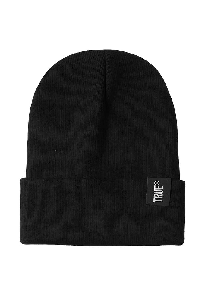 TRUE beanie - Zwarte Unisex Wintermuts - Warm & Winddicht - Katoen/Acryl - Comfortabele gebreide muts