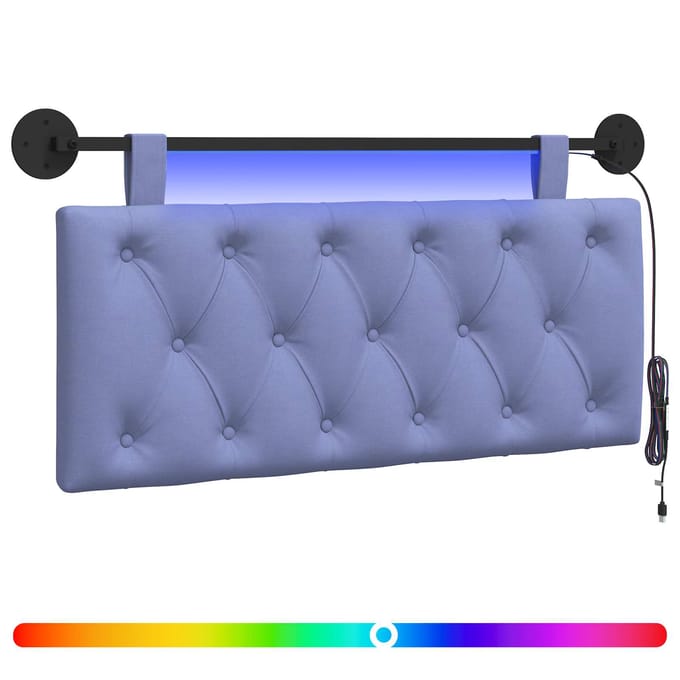 vidaXL - Hangend - hoofdbord - Met - LED-verlichting - Jeans - Blauw - Stof