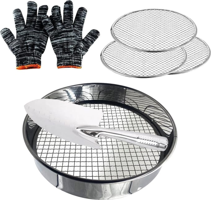 Compostzeef - 25 cm metaal - grondzeef voor tuin - tuingereedschap - stenen zeven - compostzeef - tuinpotzeef .