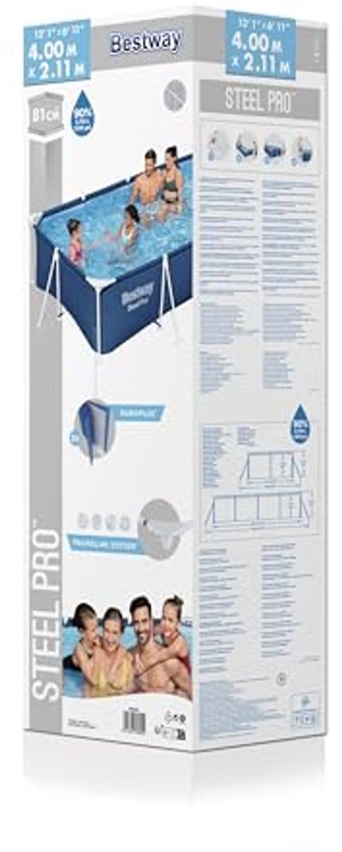 Bestway Steel Pro Swimming Pool | Above ground rectangular children's pool, 13'1"