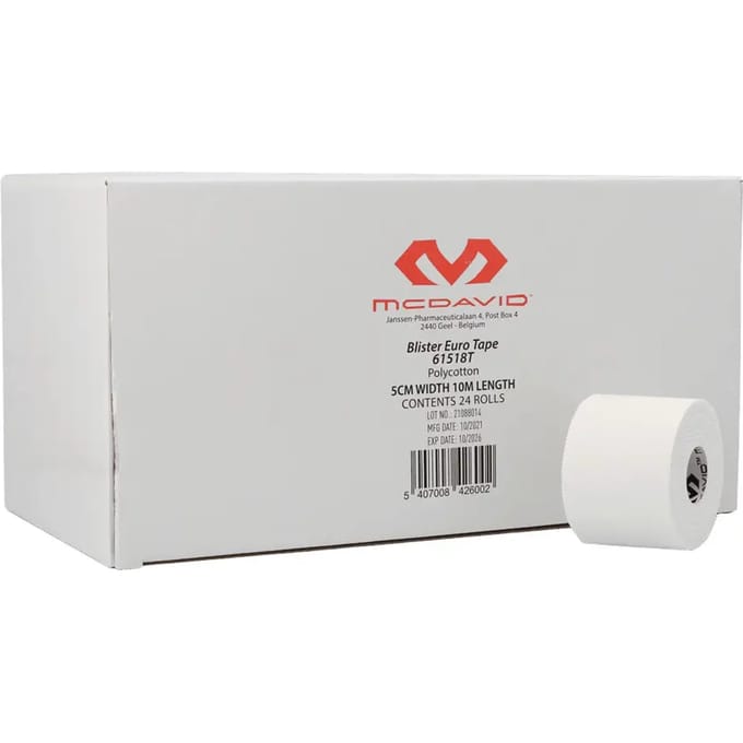 Pak van 24 rollen plakband van 5 cm x 10 m McDavid Eurotape