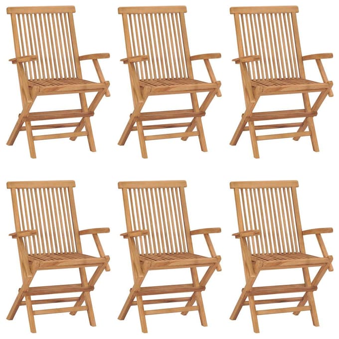 vidaXL - Klapstoelen - 6 - stuks - van - massief - teakhout